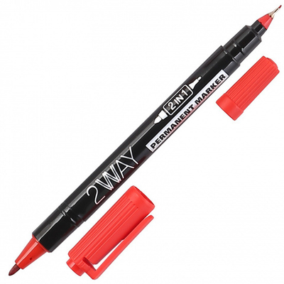 Маркер перманентный Hatber 2WAY Двухсторонний 1 mm/0,5 mm закругленный пишущий узел Красный