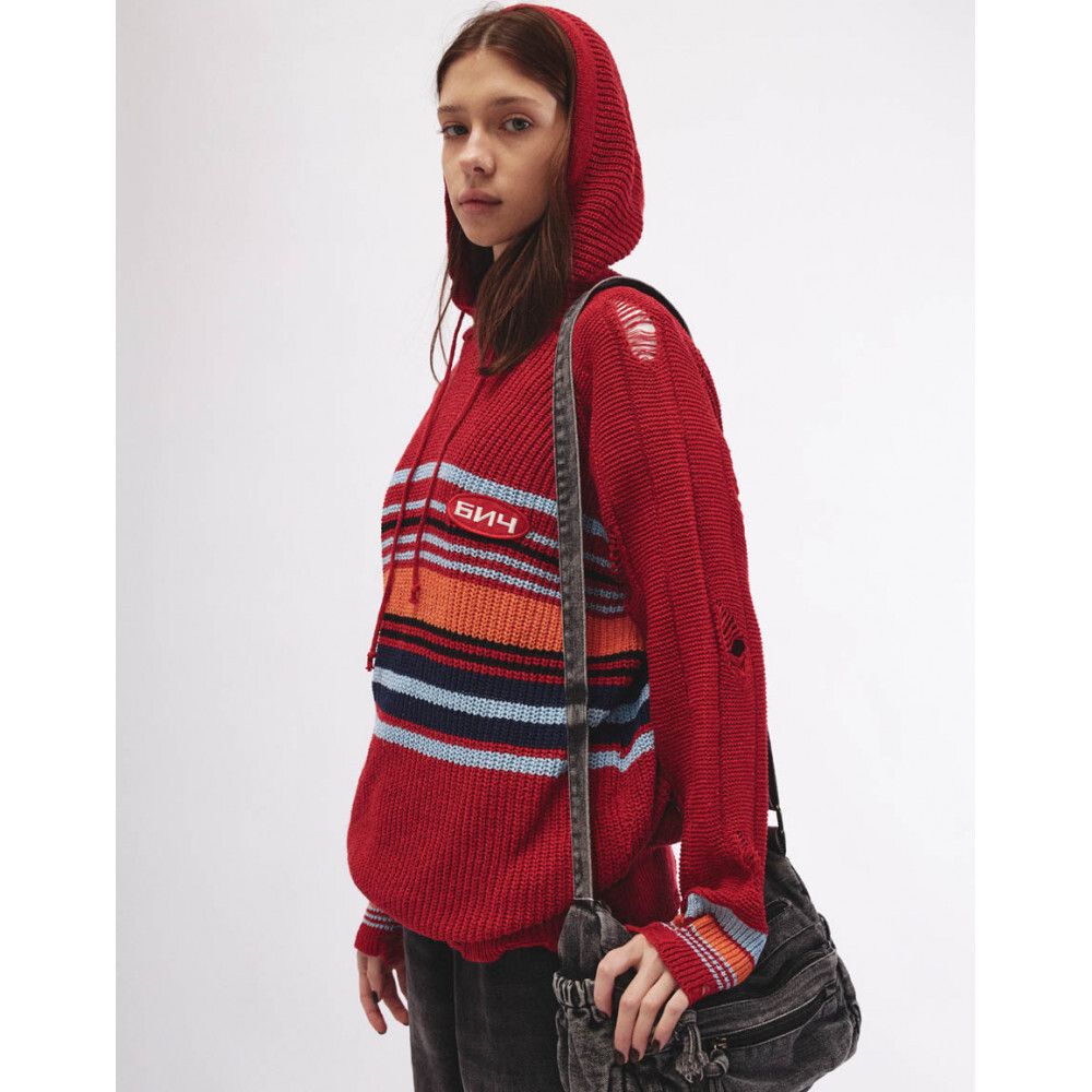 Свитер БИЧ с капюшоном красный