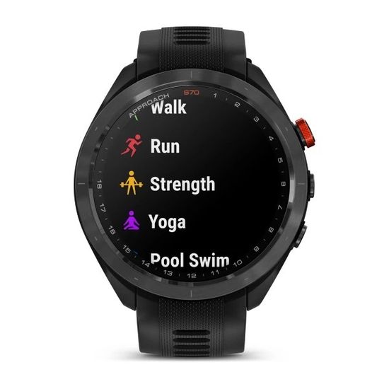 Умные часы Garmin Approach S70 (47 мм) Черный керамический безель с черным силиконовым ремешком