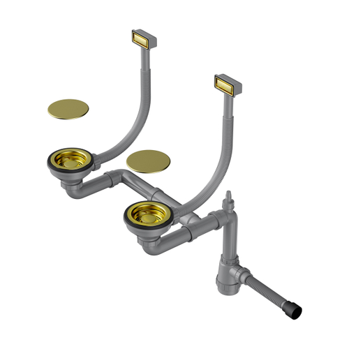 Арматура для двухчашевых моек с прямоугольными переливами и декоративными элементами для корзины Omoikiri WK-2C-LG