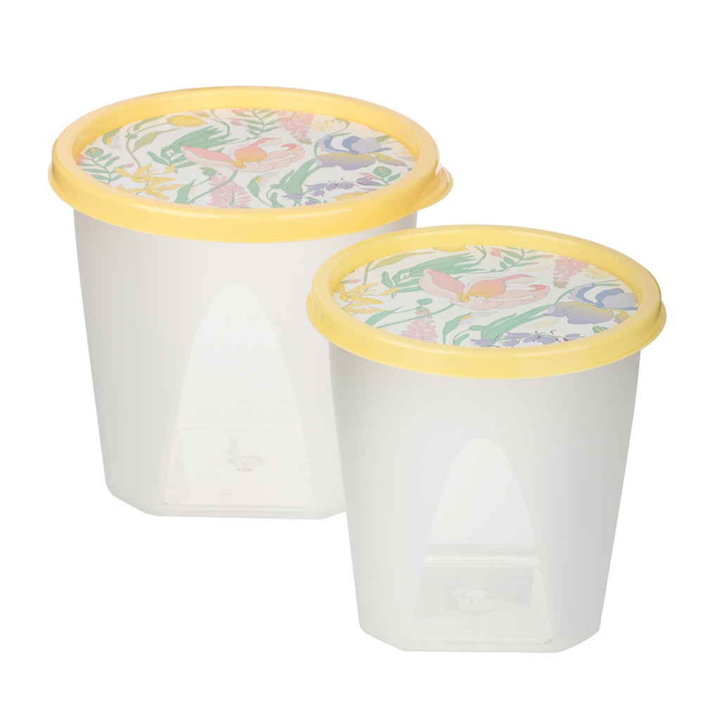 Ботаника Набор контейнеров круглых 0,6л+1,0л, пластик, 3 цвета