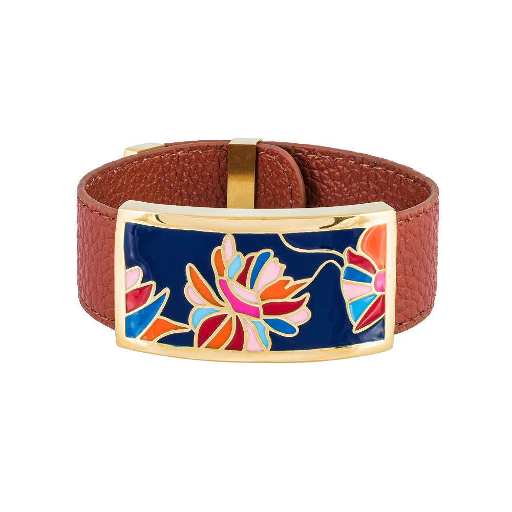 Браслет Fiore Luna на коричневом кожаном ремешке CB13599-9