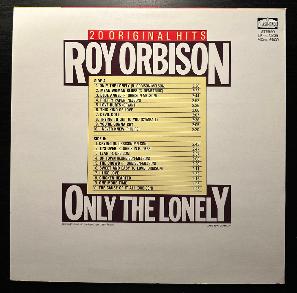 Roy Orbison - Only The Lonely (Германия 1987г.)