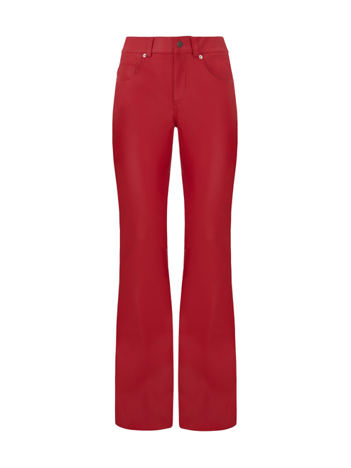 Брюки клеш из эко-кожи, красный