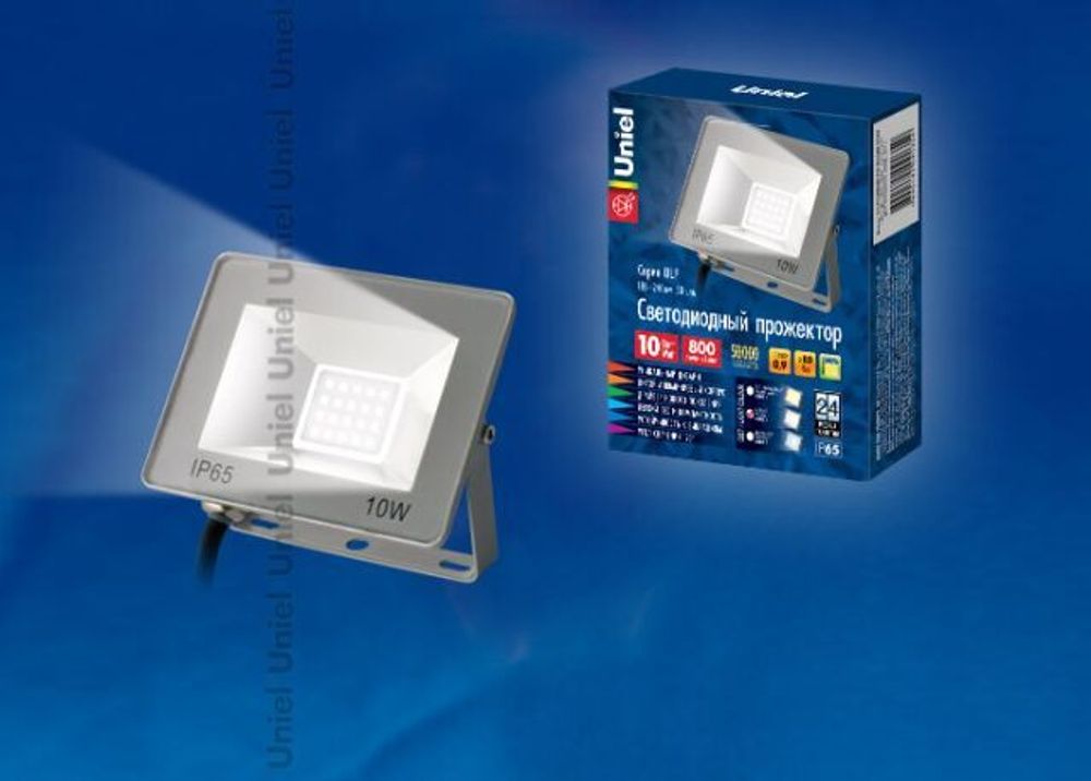 ULF-F15-10W/NW IP65 185-240В SILVER Прожектор светодиодный. Белый свет (4000K). Корпус серебристый. TM Uniel.