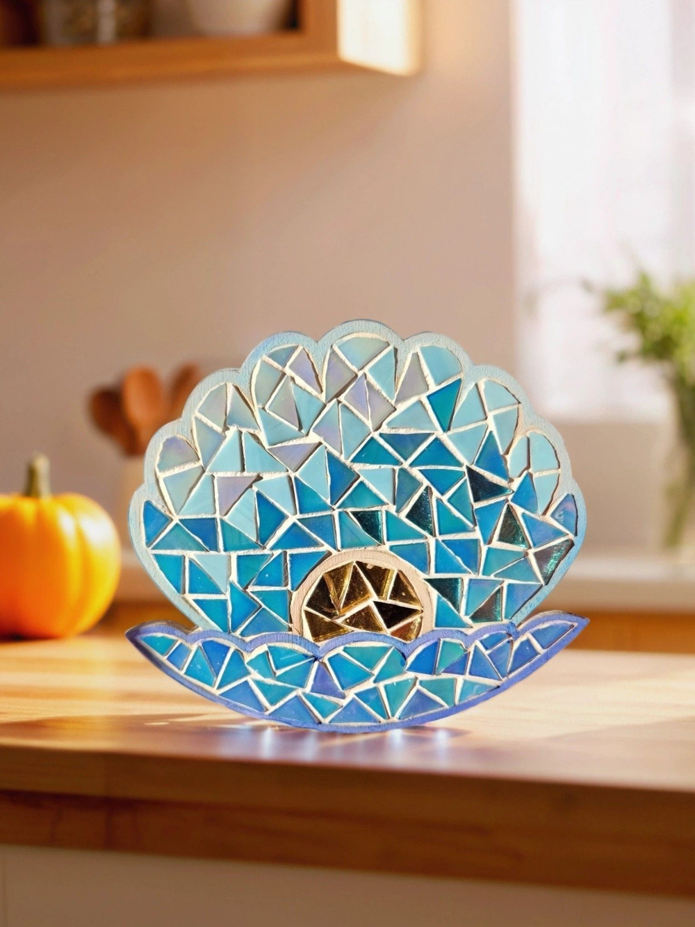 Набор для творчества мозаика стеклянная Ракушка Бирюзовая 18 см.