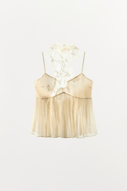 ZARA ТОП С ГОРЛОВИНОЙ ХАЛТЕР И ГОДЕ, ЭКРЮ