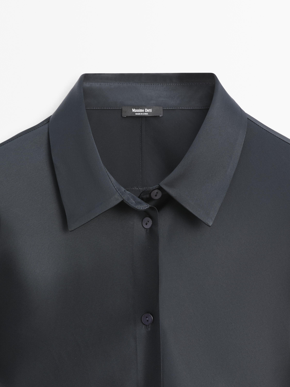 Massimo Dutti Атласная рубашка, темно-синий