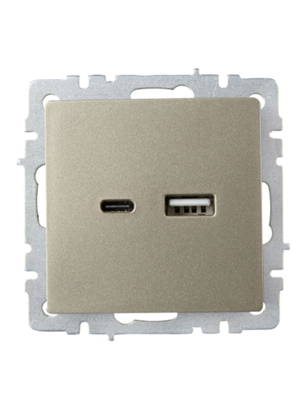 BRITE Розетка USB A+C 18Вт РЮ11-1-БрШ шампань IEK