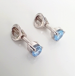 Серьги-пусеты Эстерелла с фианитом, родированные, серебро, 925 проба/Ф