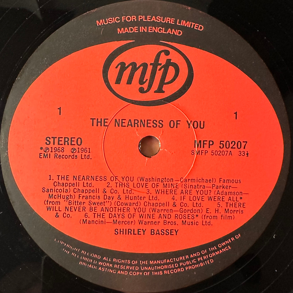 Shirley Bassey ‎– The Nearness Of You (Англия 1974г.)