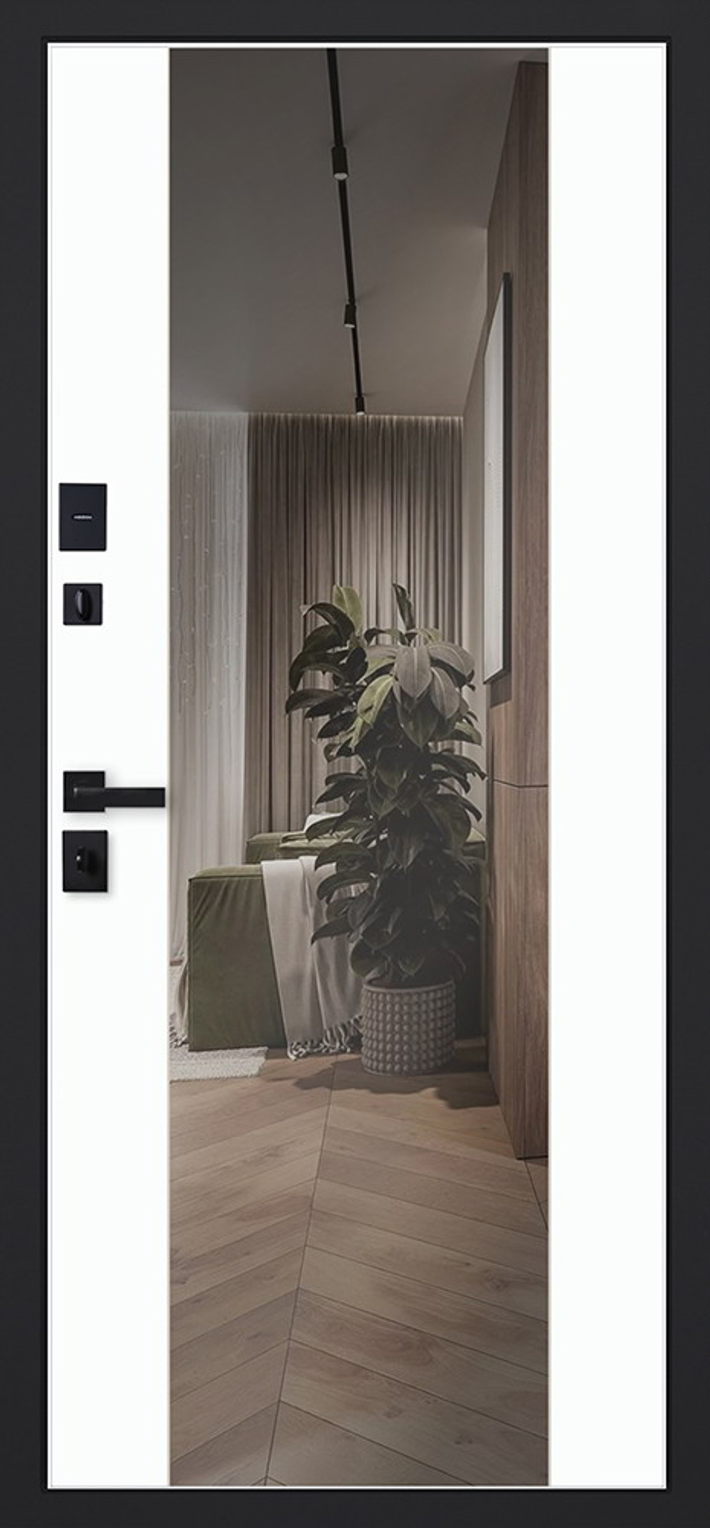 Стальная дверь "Макс 3D" с зеркалом (Smart lock DZ 888). Заказная модель.