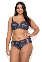 Бюстгальтер на косточках Eunika с пуш-ап вкладышами (Размер: 75D) (Цвет: темно-синий)