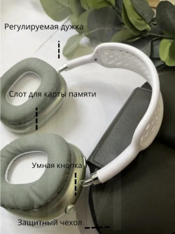 Наушники Pods Max зеленые\белые + кожаный чехол