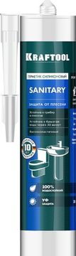 KRAFTOOL SANITARY, 300 мл, прозрачный, санитарный силиконовый герметик (41255-2)