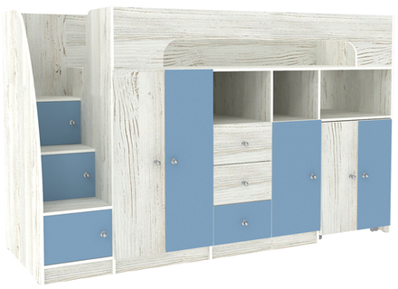 Кровать-чердак КарИВи Астра 11 Винтерберг Светло-синий, голубой