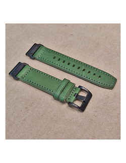 Ремешок кожаный QuickFit 22 мм для Garmin Fenix 7 / 6 / 5, Forerunner 935 / 945 / 955, instinct, instinct 2, Epix Gen 2 быстросъемный (Зеленый)