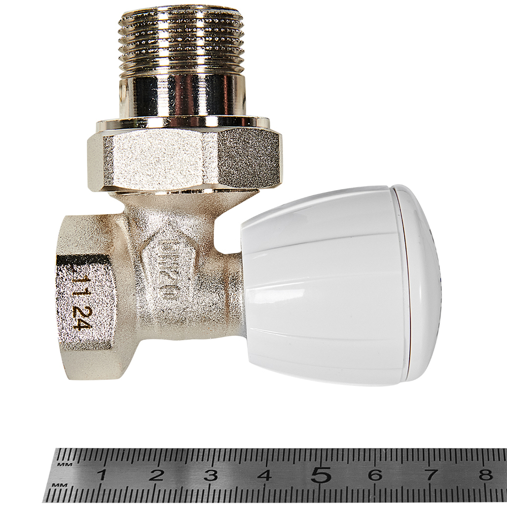 Клапан ручной регулирующий угловой ROMMER - 3/4" (ВР/НР-американка, PN10, Tmax 110°C)