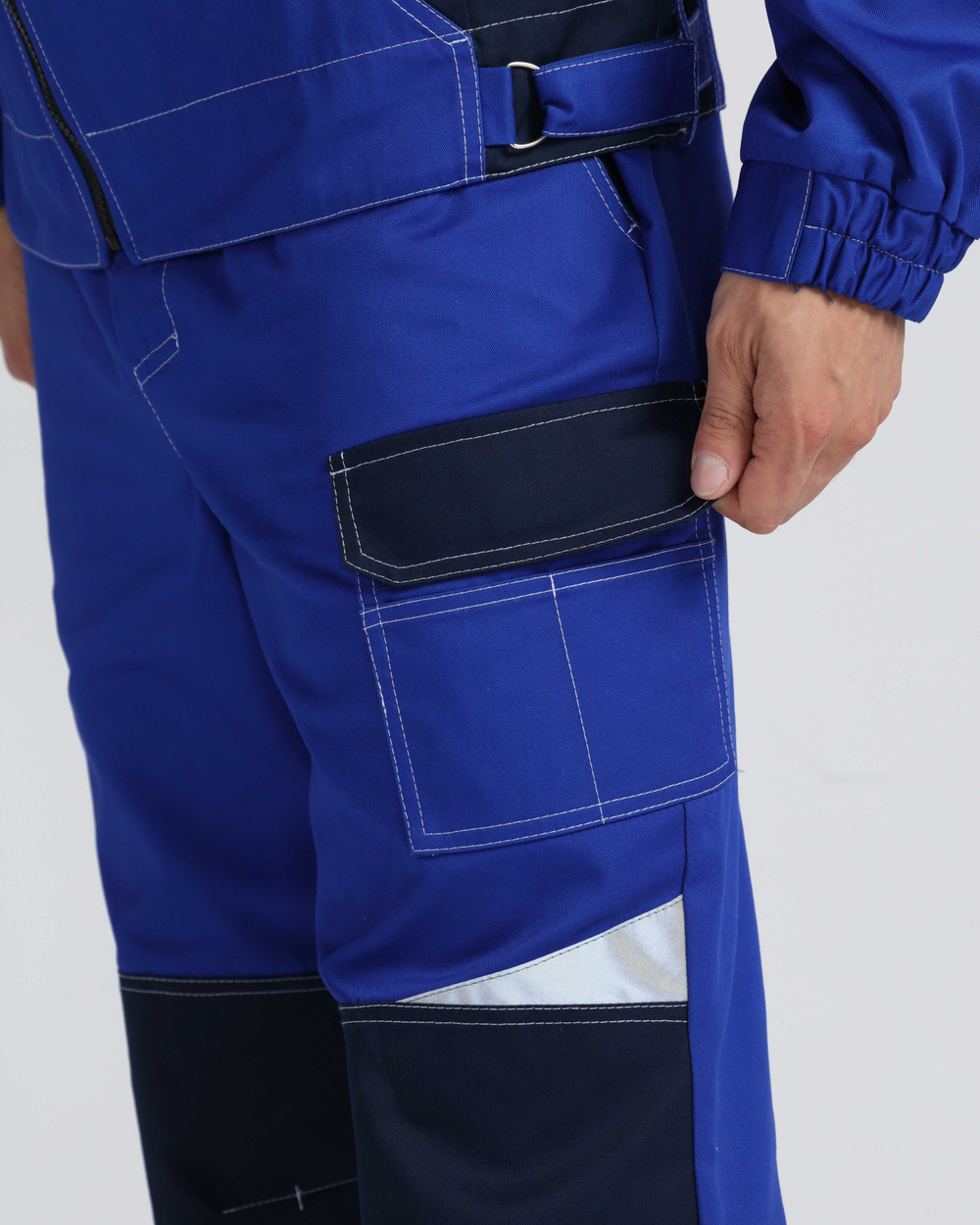 Костюм Вектрон-1 (тк.Смесовая,240) брюки, васильковый/т.синий/св.серый