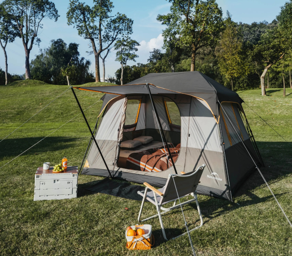 Палатка Naturehike Cape 5.2, 4-местная, быстросборная, серо-коричневая