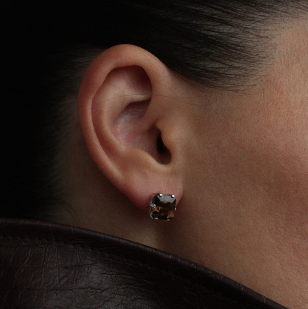 пусеты mireille с дымчатым кварцем