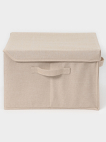 Короб стеллажный с крышкой  размер 38х26х24 см, цвет бежевый, материал батист