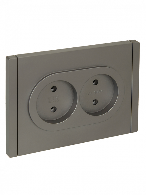 FORTE&PIANO Розетка 2-местная без заземления с защитными шторками безвинтовое крепление 10А FP525 сталь IEK