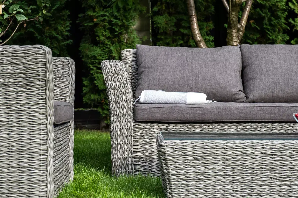 "Капучино Сингл" лаунж-зона из искусственного ротанга (гиацинт), цвет серый