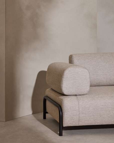 Трехместный диван Compo, бежевый, серый каркас