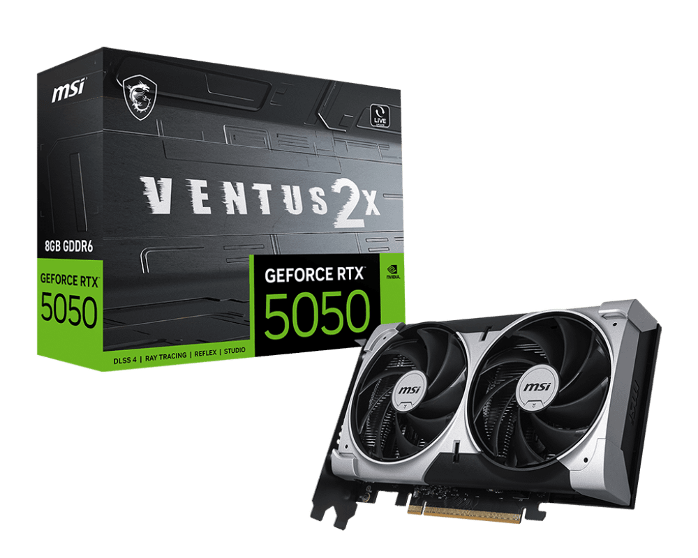 Видеокарта MSI GeForce RTX 5050 8G VENTUS 2X, 8G GDDR6 128bit 1xHDMI 3xDP G5050-8V2