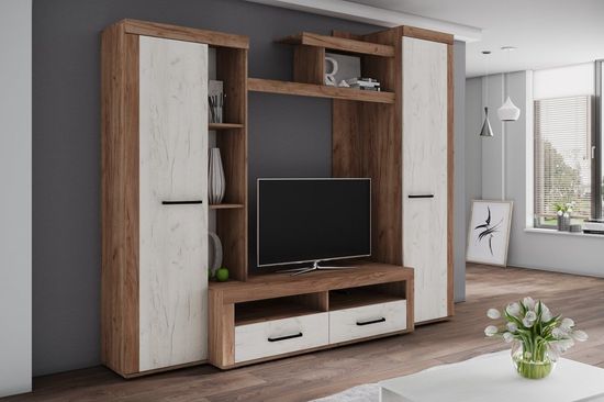 Гостиная МАРСЕЛЬ-4 дуб крафт табачный / дуб крафт белый