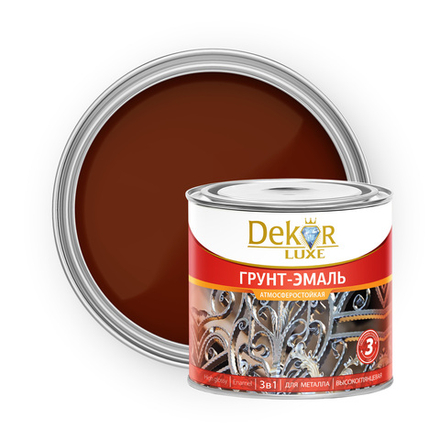 DEKOR LUXE  Грунт-эмаль 3 в 1 атмосферостойкая  Красно-коричневая 2,7кг (Кубанские краски)*