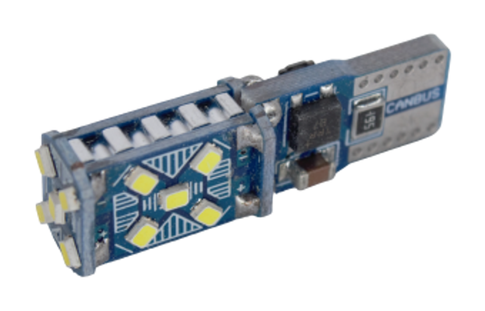 Светодиод 12V T10 15SMD 4010 WHITE CAN (без цок) ОБМАНКА 5+10 на синем фоне X0080