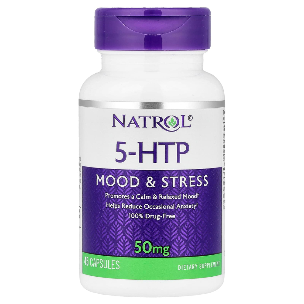 Natrol, 5-HTP, Настроение и стресс, 50 мг, 45 капсул