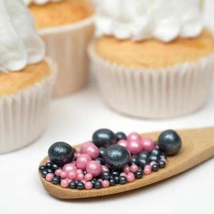 Посыпка "Драже из глазури" (жемчуг розовый/черный) 50г