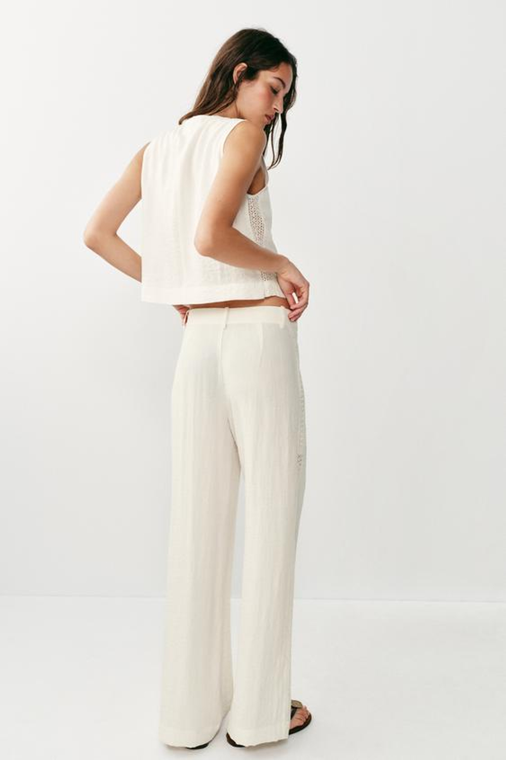 ZARA БРЮКИ С БОКОВЫМИ ВСТАВКАМИ, ЭКРЮ