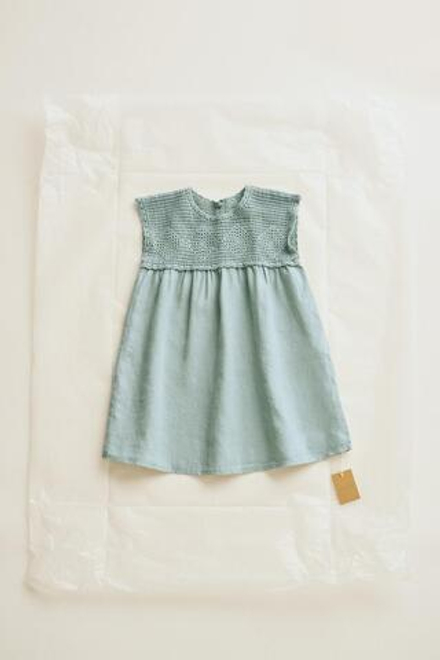ZARA КОМБИНИРОВАННОЕ ПЛАТЬЕ С КРУЖЕВОМ КРОШЕ — TIMELESZ, ЦВЕТ МОРСКОЙ ВОЛНЫ