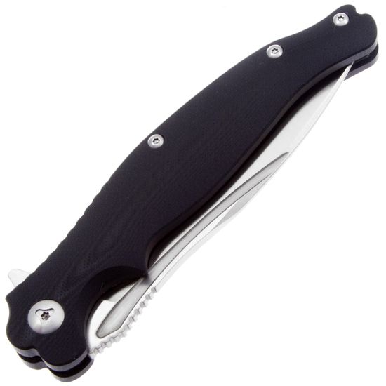 Складной нож Reptilian Вояж-03 черный c клинком из стали D2, рукоять G10