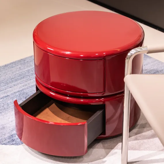 Тумба прикроватная 4842 с двумя ящиками, красный глянец