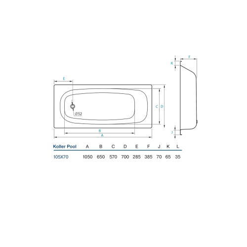 Стальная ванна Koller Pool B15E1200E белая