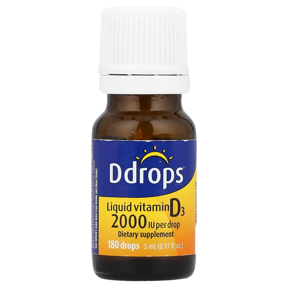 Ddrops, Жидкий витамин D3, 2000 МЕ, 5 мл (0,17 жидкой унции)
