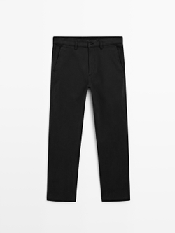 Massimo Dutti Зауженные брюки с начесом, черный