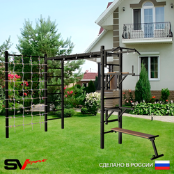 Уличная шведская стенка Sv Sport рукоход с комплектом турник прямой У5114 (Турник/Брусья/Стойка/Скамья/Сетка)