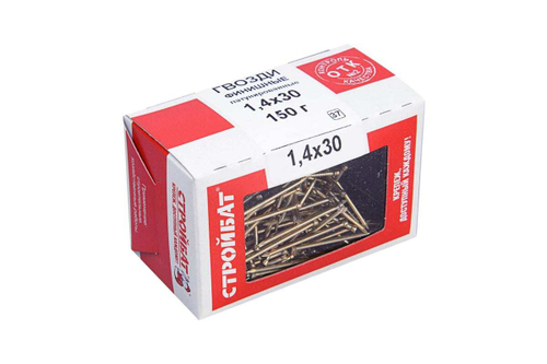 ГВОЗДИ ФИНИШНЫЕ СТРОЙБАТ ЛАТУНИРОВАННЫЕ 1,4Х30ММ 0,15КГ