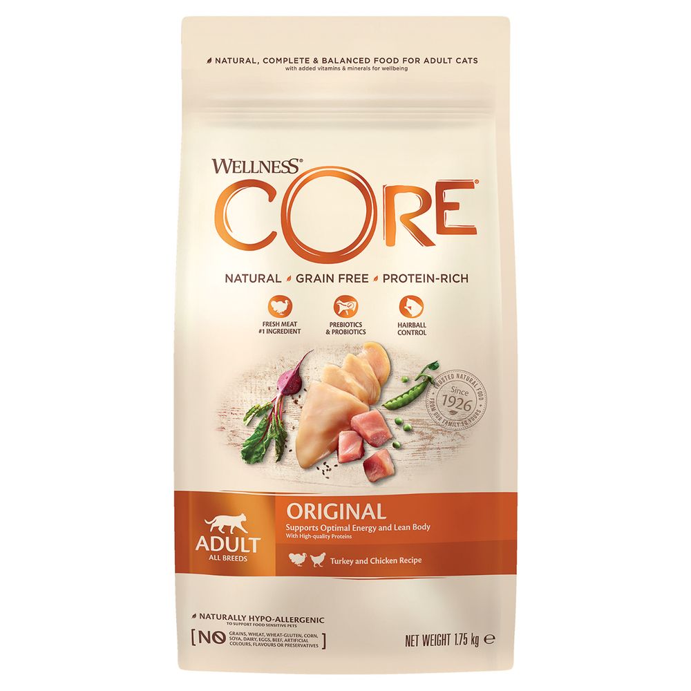 Wellness Core 1.75кг Сухой корм для взрослых кошек Индейка и курица