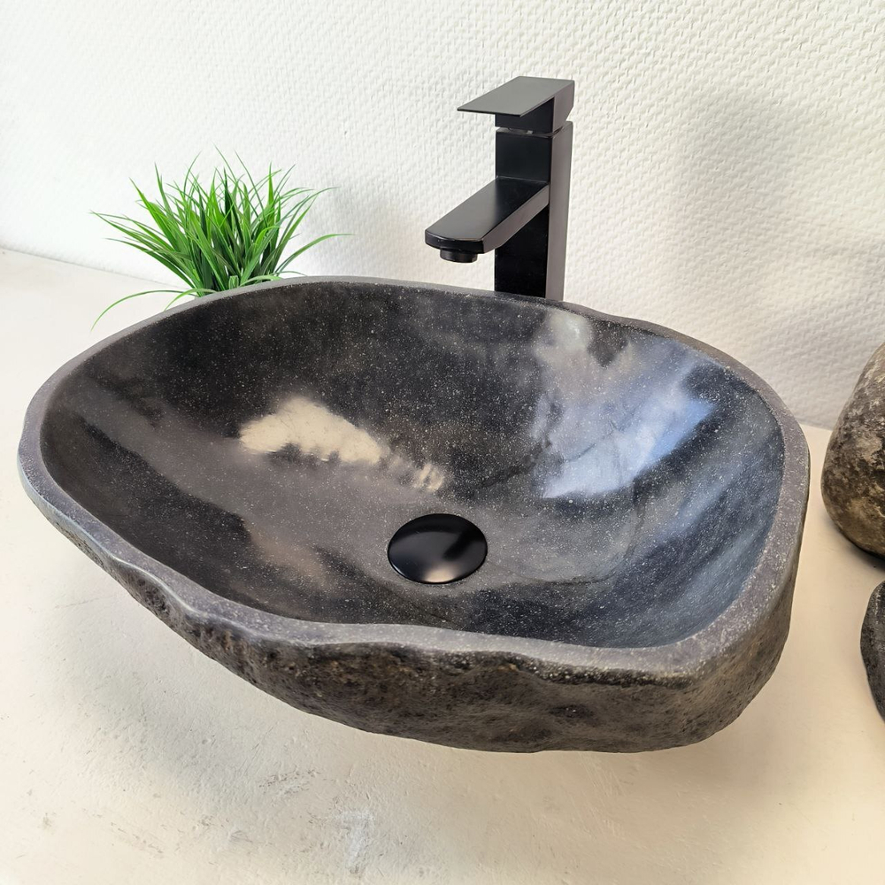 Раковина из речного камня RS-66032 47х36х15 из натурального камня