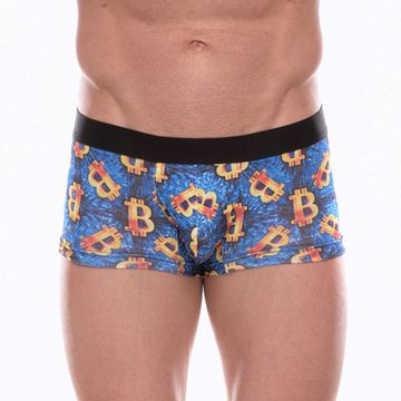 Мужские трусы боксеры синие с разноцветным принтом Don Moris DM072209