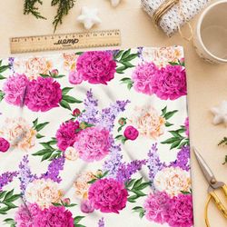 Ткань футер 2-х нитка насыщенные пионы