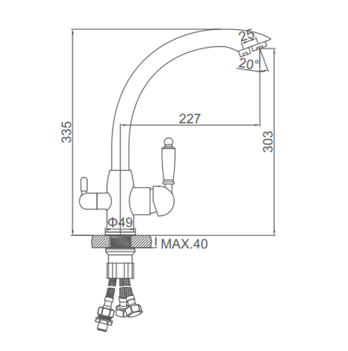 СМЕСИТЕЛЬ ДЛЯ КУХНИ С ВЫХОДОМ ДЛЯ ПИТЬЕВОЙ ВОДЫ 55CL 54455C-3, ЛАТУНЬ, БРОНЗА