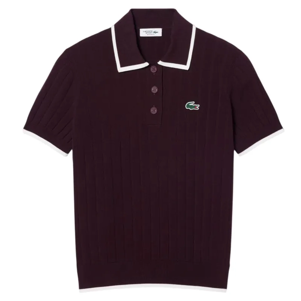 Женское теннисное поло Lacoste Short Sleeved Collar Golf Sweater - brown/white